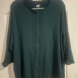 Lands' End Women's Deep Green Blouse